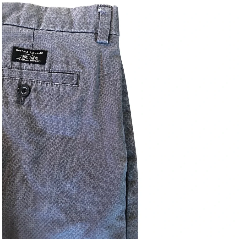 Banana Republic Fulton‎ Skinny Chino Gray Geometric Micro Print Pants Mens 33x34